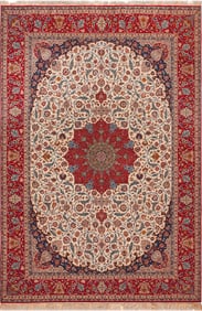 Vintage Silk & Wool Persian Isfahan Rug 12 ft 10 in x 8 ft 4 in (3.91 m x 2.54 m)