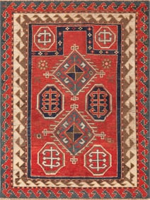 Antique Caucasian Kazak Prayer Rug 4 ft 1 in x 3 ft 1 in (1.24 m x 0.94 m)