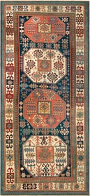 Antique Caucasian Kazak Runner Rug 8 ft 3 in x 3 ft 10 in (2.51 m x 1.17 m)