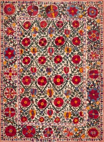 No Reserve - Antique Uzbek Embroidery Suzani Textile 6 ft 8 in x 5 ft (2.03 m x 1.52 m)