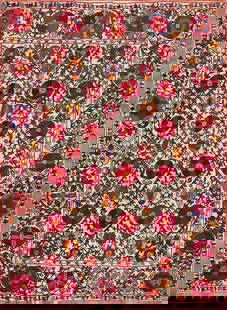 No Reserve - Antique Uzbek Embroidery Suzani Textile 6 ft 8 in x 5 ft (2.03 m x 1.52 m): Property of a New York dealer Antique Uzbek Embroidery Suzani Textile Size: 6 ft 8 in x 5 ft (2.03 m x 1.52 m) Collection of Antique Rugs, Vintage Rugs & Modern Carpets.