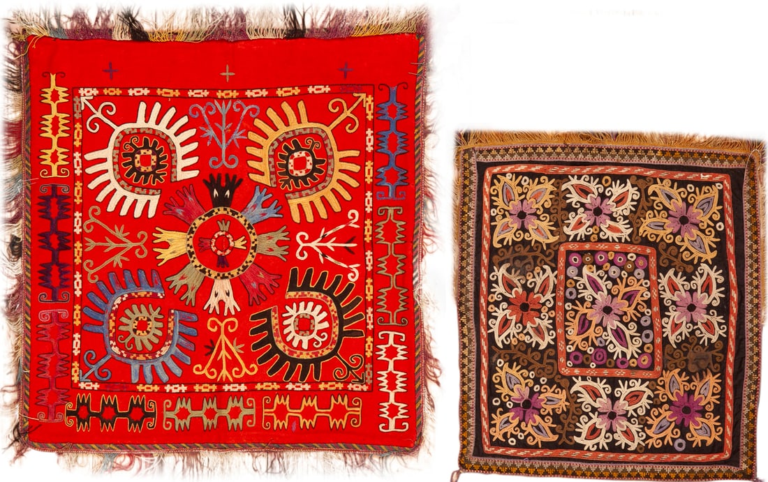 No Reserve - Antique Uzbek Lakhai 1 ft 7 in x 1 ft 4 in (0.48 m x 0.41 m): Property of a New York dealer Antique Uzbek Lakhai Size: 1 ft 7 in x 1 ft 4 in (0.48 m x 0.41 m) Collection of Antique Rugs, Vintage Rugs & Modern Carpets.