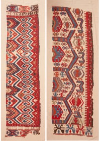 No Reserve - 2 Antique Turkish Kilim Fragments 11 ft 3 in x 2 ft 9 in (3.43 m x 0.84 m)+9 ft 9 in x