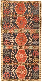 No Reserve - Antique Caucasian Flat Woven Kilim Rug 11 ft 9 in x 6 ft (3.58 m x 1.83 m)