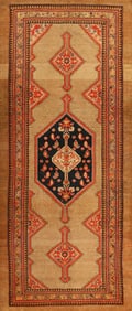 No Reserve - Antique Persian Camel Hair Serab Runner Rug 11 ft x 4 ft 7 in (3.35 m x 1.4 m)