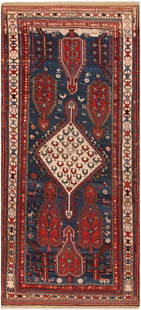 No Reserve - Antique Tribal Caucasian Gallery Size Kazak Rug 10 ft 4 in x 4 ft 9 in (3.15 m x 1.45: Antique Tribal Caucasian Gallery Size Kazak Rug Size: 10 ft 4 in x 4 ft 9 in (3.15 m x 1.45 m)