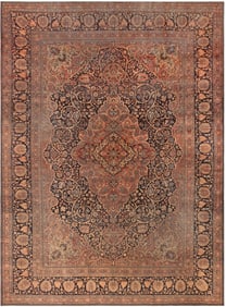 Antique Persian Mohtashem Kashan Rug 13 ft 8 in x 10 ft (4.17 m x 3.05 m)