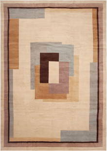 No Reserve - Art Deco Inspired Rug 14 ft 8 in x 10 ft 5 in (4.47 m x 3.17 m): Property of a New Jersey Collector Art Deco Inspired Rug Size: 14 ft 8 in x 10 ft 5 in (4.47 m x 3.17 m) Collection of Antique Rugs, Vintage Rugs & Modern Carpets.