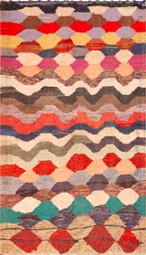 Vintage Moroccan Boucherouite Flatweave Tribal Rug 8 ft x 4 ft 6 in (2.44 m x 1.37 m)