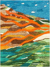 Mid Century Modern Vintage Swedish Scandinavian Christina Knall Tapestry Rug 5 ft x 3 ft 10 in (1.52