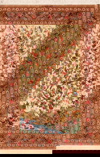Vintage Persian Silk Qum Luxury Rug 5 ft x 3 ft 5 in (1.52 m x 1.04 m): Property of a NYC Dealer Vintage Persian Silk Qum Luxury Rug Size: 5 ft x 3 ft 5 in (1.52 m x 1.04 m) Collection of Antique Rugs, Vintage Rugs & Modern Carpets.