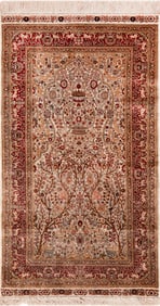 Vintage Silk Persian Design Rug 5 ft 4 in x 3 ft 1 in (1.62 m x 0.93 m)