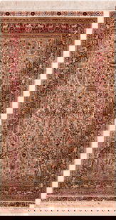 Vintage Silk Persian Design Rug 5 ft 4 in x 3 ft 1 in (1.62 m x 0.93 m): Property of New York estate Vintage Silk Persian Design Rug Size: 5 ft 4 in x 3 ft 1 in (1.62 m x 0.93 m) Collection of Antique Rugs, Vintage Rugs & Modern Carpets.