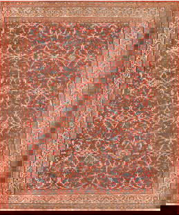 No Reserve - Antique Persian Sarouk Farahan Rug 9 ft 9 in x 8 ft 3 in (2.97 m x 2.51 m): Inventory of the late Albert Karmely Antique Persian Sarouk Farahan Rug Size: 9 ft 9 in x 8 ft 3 in (2.97 m x 2.51 m) Collection of Antique Rugs, Vintage Rugs & Modern Carpets.