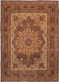 No Reserve - Antique Persian Kerman Late 19th Century Rug 12 ft 3 in x 9 ft (3.73 m x 2.74 m)