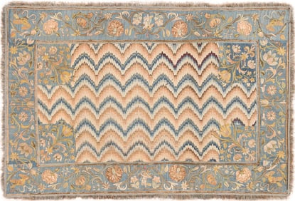 No Reserve - Bargello Flame Stitch Antique Italian Silk Textile 6 ft x 3 ft 10 in (1.83 m x 1.17 m)