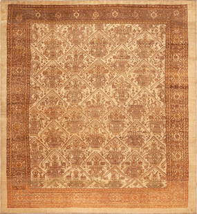No Reserve - Persian Antique Bibikabad Rug 12 ft x 11 ft (3.66 m x 3.35 m): Inventory of the late Albert Karmely Persian Antique Bibikabad Rug Size: 12 ft x 11 ft (3.66 m x 3.35 m)