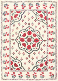 No Reserve - Rare 18th Century Antique Indian Quilted Embroidery 3 ft 7 in x 2 ft 6 in (1.09 m x
