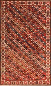 No Reserve - Antique Rustic Caucasian Kazak Rug 8 ft 5 in x 5 ft 3 in (2.57 m x 1.6 m)