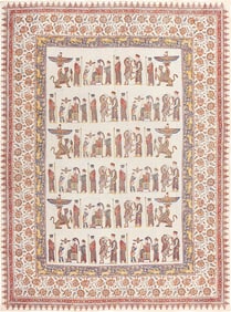 Persepolis Motif Antique Persian Tapestry Textile 9 ft 1 in x 6 ft 9 in (2.77 m x 2.06 m)