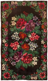 Vintage Swedish Floral Pile Rug 6 ft 9 in x 4 ft 1 in (2.06 m x 1.24 m)