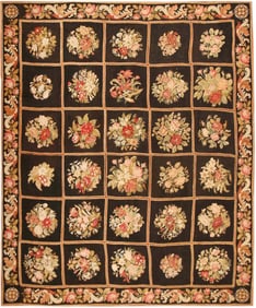 No Reserve - Antique English Needlepoint 11 ft 4 in x 9 ft 9 in (3.45 m x 2.97 m)