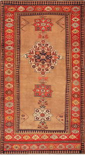 Antique Persian Serab Camel Hair Carpet - No Reserve 9 ft 8 in x 5 ft 9 in (2.95 m x 1.75 m): Curated collection of antique, vintage and modern rugs No Reserve - Antique Persian Serab Camel Hair Carpet Size: 9 ft 8 in x 5 ft 9 in (2.95 m x 1.75 m) Provenance: Inventory of the late Albert