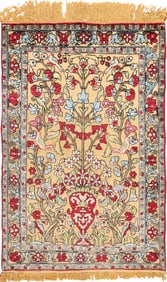 Antique Silk Persian Souf Kashan Rug - No Reserve 3 ft 6 in x 2 ft 4 in (1.07 m x 0.71 m)