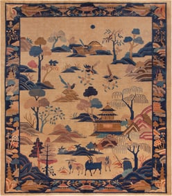 Antique Chinese Art Deco Rug - 9 ft 5 in x 8 ft 3 in (2.87 m x 2.51 m)