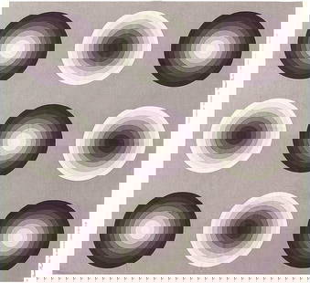 Vintage -Kreis- Design Verner Panton Mid Century Modern Textile - 4 ft 1 in x 3 ft 9 in (1.24 m x: Curated collection of antique, vintage and modern rugs Vintage ?Kreis? Design Verner Panton Mid Century Modern Textile Size: 4 ft 1 in x 3 ft 9 in (1.24 m x 1.14 m) Panton?s ?Kreis? textile features a