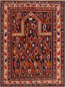 Antique Caucasian Dagestan Prayer Rug - 5 ft 3 in x 4 ft 0 in (1.6 m x 1.21 m)