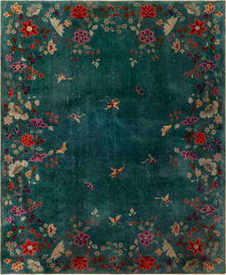 Antique Chinese Art Deco Rug - No Reserve 14 ft x 11 ft 8 in (4.26 m x 3.55 m): Curated collection of antique, vintage and modern rugs No Reserve - Antique Chinese Art Deco Rug Size: 14 ft x 11 ft 8 in (4.26 m x 3.55 m) Provenance: Property of a New York Gentlman Set