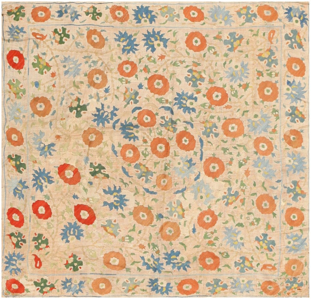 Antique 18th Century Ottoman Embroidery Textile - 3 ft 1 in x 3 ft 10 in (0.94 m x 1.17 m) (1 of 6)