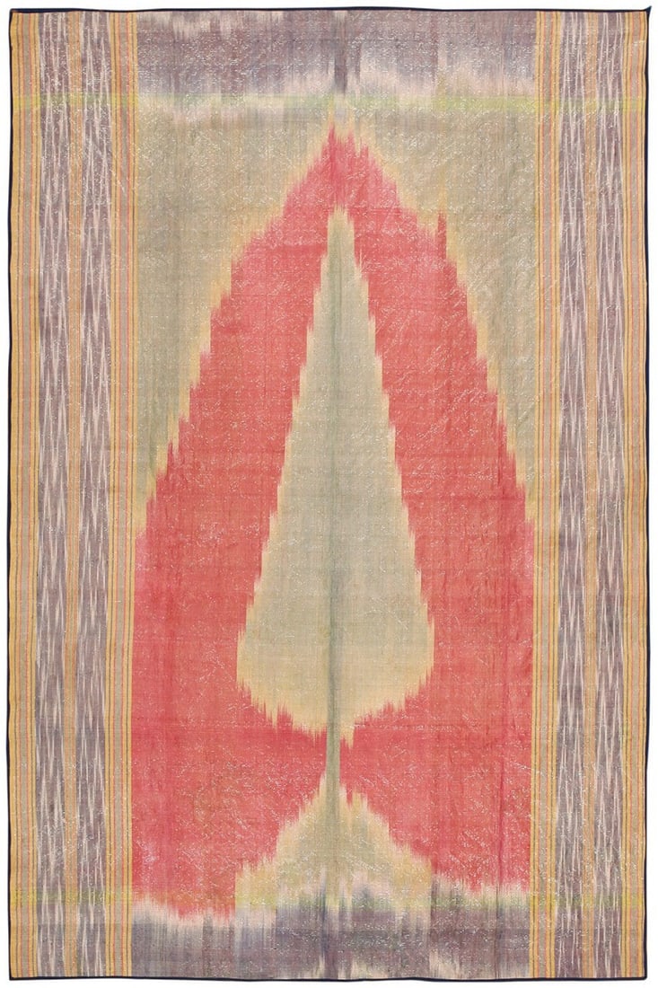 Antique Silk & Silver Threads Uzbek Embroidery Textile - 6 ft x 4 ft (1.83 m x 1.22 m) (1 of 5)