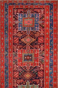 Antique Persian Heriz Serapi Runner Rug - 17 ft 10 in x 3 ft 4 in (5.44 m x 1.02 m)