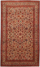 Large Antique Persian Kashan Kork WoolRug - No Reserve 17 ft 2 in x 10 ft 4 in (5.23 m x 3.15 m)
