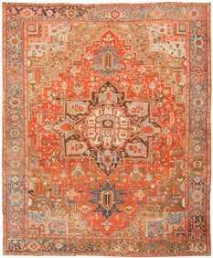Antique Persian Heriz Serapi Rug - No Reserve 14 ft 9 in x 12 ft (4.5 m x 3.66 m)