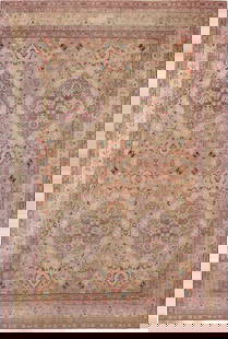 Antique Persian Kerman Rug - 14 ft 5 in x 10 ft (4.39 m x 3.05 m): Curated collection of antique, vintage and modern rugs Antique Persian Kerman Rug Size: 14 ft 5 in x 10 ft (4.39 m x 3.05 m) Distinguished by its grand scale and ethereal palette, this antique Persian