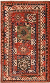 Antique Kazak Caucasian Rug - 7 ft 6 in x 4 ft 4 in (2.29 m x 1.32 m)