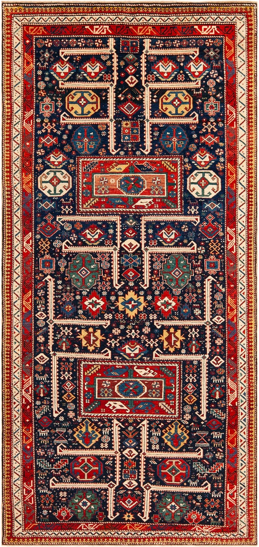 Antique Caucasian Akstafa Rug - 8 ft 2 in x 3 ft 10 in (2.48 m x 1.16 m) (1 of 15)