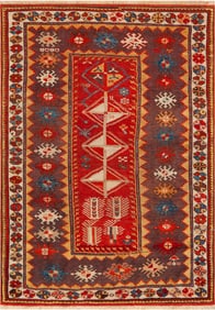 Antique Turkish Milas Rug - 4 ft 9 in x 3 ft 5 in (1.44 m x 1.04 m)