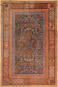 Silk & Metallic Thread Antique Chinese Rug - 9 ft x 6 ft (2.74 m x 1.83 m)