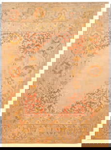 Antique Turkish Oushak Rug - 14 ft x 10 ft 4 in (4.26 m x 3.14 m): Curated collection of antique, vintage and modern rugs Antique Turkish Oushak Rug Size: 14 ft x 10 ft 4 in (4.26 m x 3.14 m) Provenance: Property of a prominent New York collector Softly