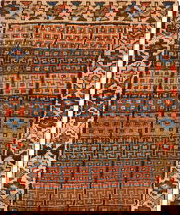 Antique Persian Kurdish Runner Rug - 9 ft 5 in x 2 ft 7 in (2.87 m x 0.79 m): Curated collection of antique, vintage and modern rugs Antique Persian Kurdish Runner Rug Size: 9 ft 5 in x 2 ft 7 in (2.87 m x 0.79 m) Provenance: Property from a California dealer Woven