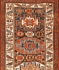 Antique Persian Kurdish Runner Rug - No Reserve 13 ft 10 in x 3 ft 8 in (4.22 m x 1.12 m)