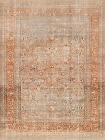 Shabby Chic Antique Persian Khorassan Rug - 11 ft 2 in x 8 ft 3 in (3.4 m x 2.51 m)