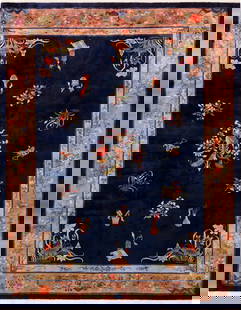 Antique Chinese Art Deco Rug - No Reserve 11 ft 5 in x 8 ft 10 in (3.47 m x 2.69 m): Curated collection of antique, vintage and modern rugs No Reserve - Antique Chinese Art Deco Rug Size: 11 ft 5 in x 8 ft 10 in (3.47 m x 2.69 m) Provenance: From the Los Angeles residence of a c
