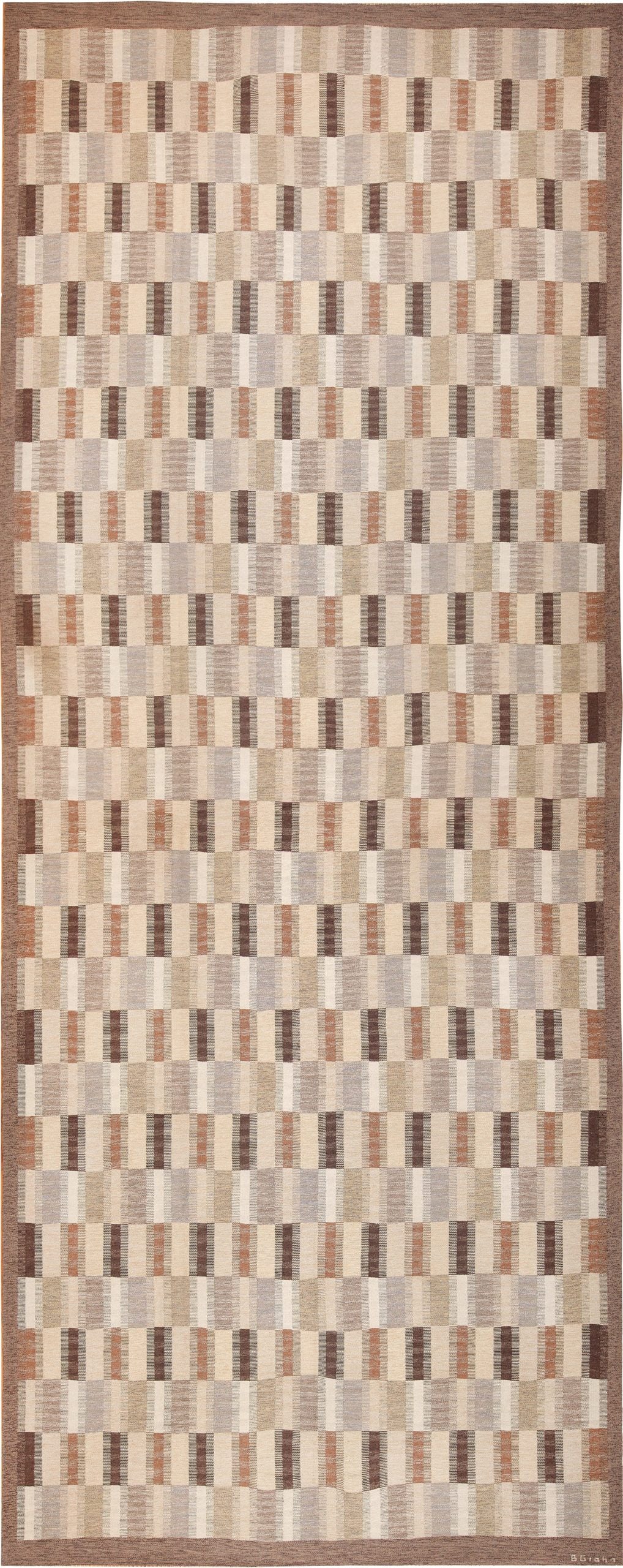 Vintage Oversize Scandinavian Brita Grahn Kilim - 28 ft 10 in x 11 ft 8 in (8.79 m x 3.56 m): Curated collection of antique, vintage and modern rugs Vintage Oversize Scandinavian Brita Grahn Kilim Size: 28 ft 10 in x 11 ft 8 in (8.79 m x 3.56 m) Provenance: Property of a private collect