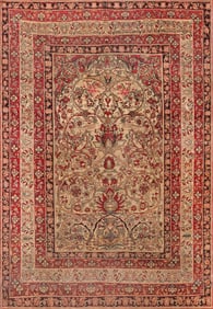 Fine Prayer Design Antique Persian Kerman Rug 8 ft 8 in x 6 ft (2.64 m x 1.83 m)