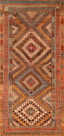 Antique Shivran Marasali Tribal Rug 9 ft 8 in x 4 ft 6 in (2.95 m x 1.37 m)